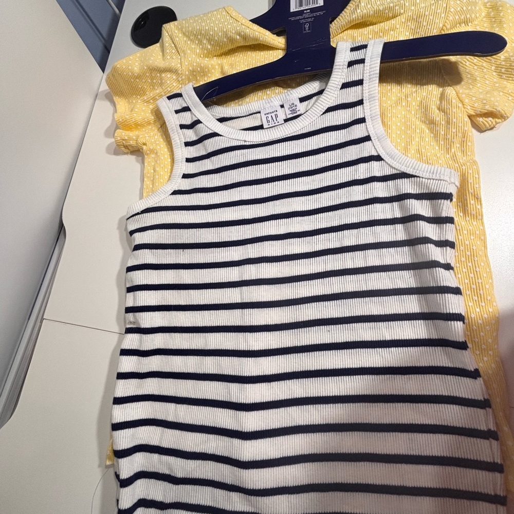NWT 2 Pack GAP Yellow Shirt and Striped Kids Tank Top size Large 10/12